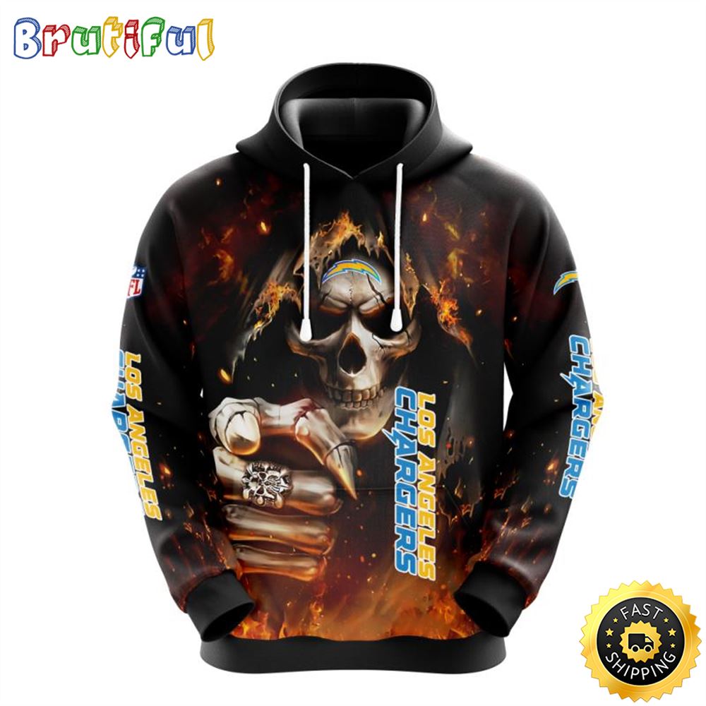 NFL Los Angeles Chargers 3D Hoodie All Over Print Skull Embrace Team Pride jevudh