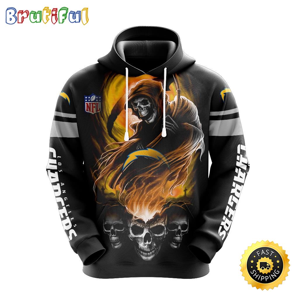 NFL Los Angeles Chargers 3D Hoodie All Over Print Skull Stay Cozy and Stylish xfhp2f