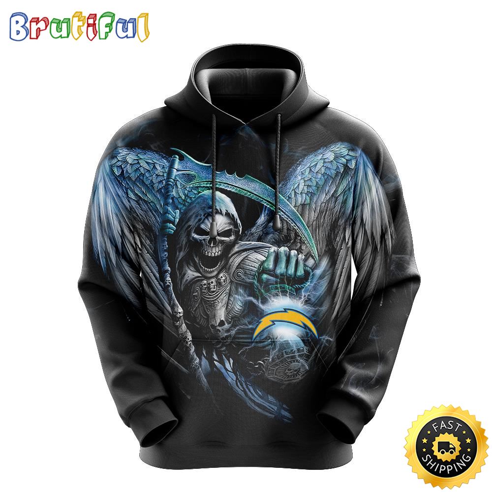 NFL Los Angeles Chargers 3D Hoodie All Over Print Skull Ultimate Fan Gear pxj4zr