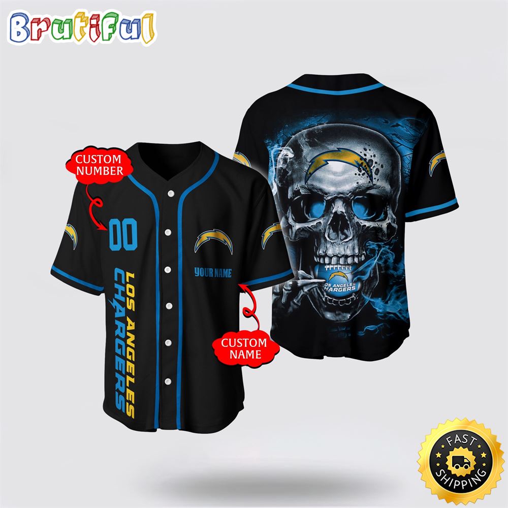 NFL Los Angeles Chargers Baseball Jersey 3D Personalized Skull Embrace Fashion And Team Spirit jjy9hd