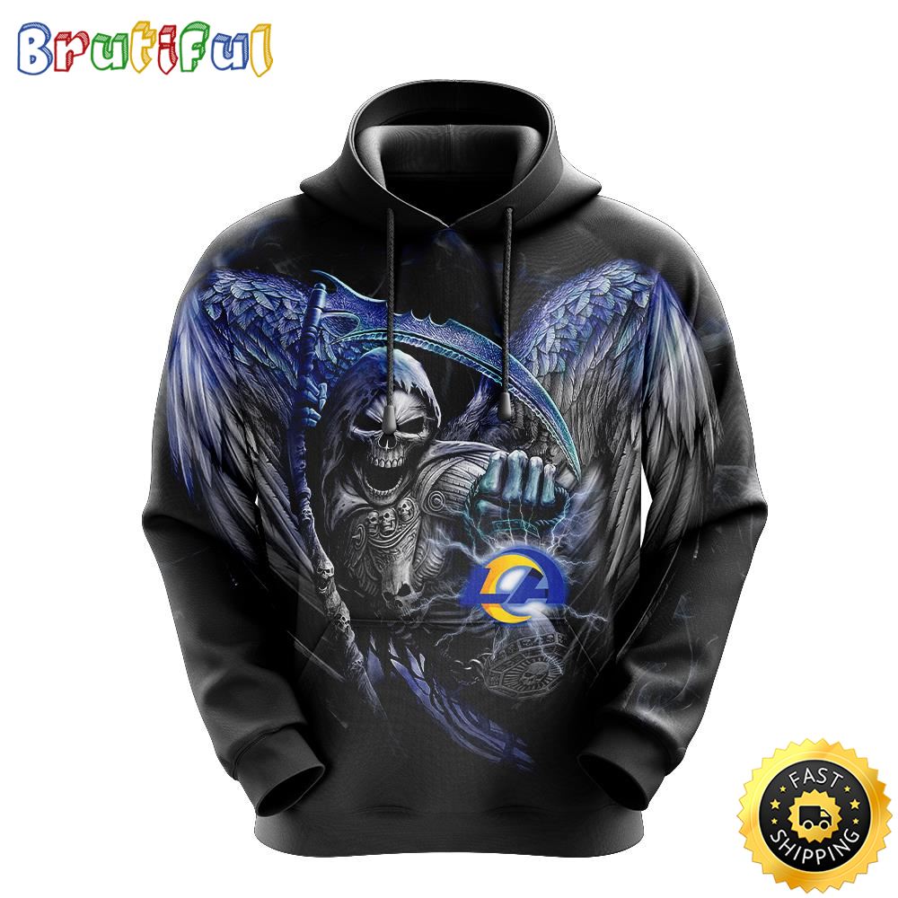 NFL Los Angeles Rams 3D Hoodie All Over Print Skull Show Your Team Spirit i68juy