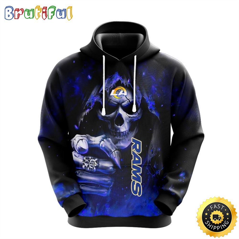 NFL Los Angeles Rams 3D Hoodie All Over Print Skull Stand Out In The Crowd fgq3jh