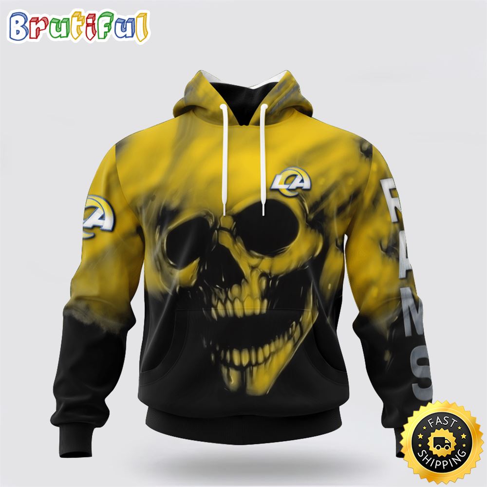NFL Los Angeles Rams 3D Hoodie Printed Halloween Skull Custom Name And Number Ultimate Fan Apparel 1 pehxvt
