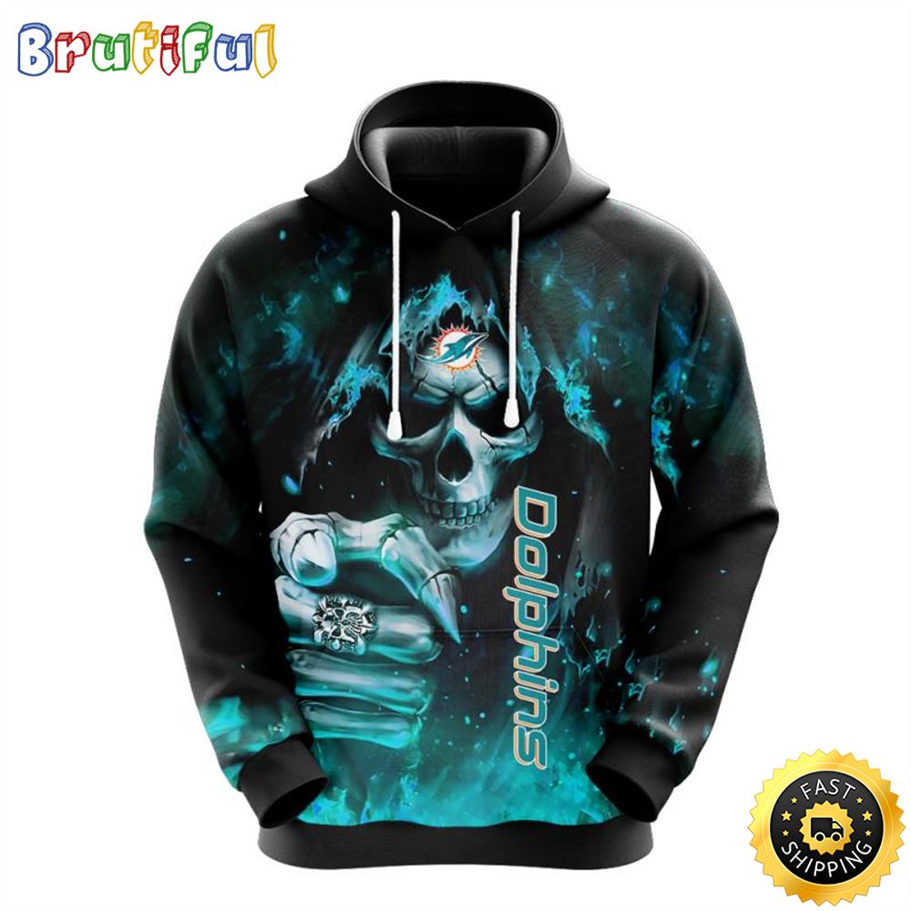 NFL Miami Dolphins 3D Hoodie All Over Print Skull Elevate Your Game ol48su