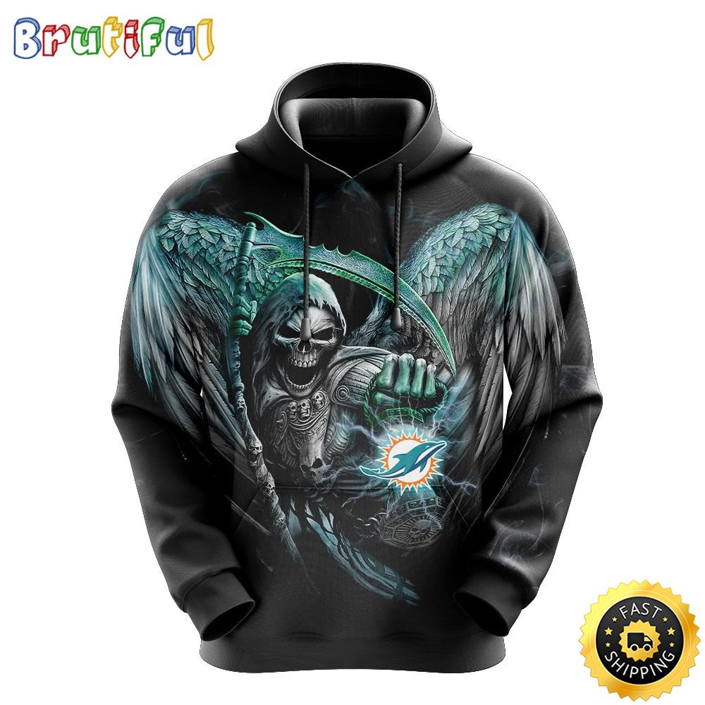 NFL Miami Dolphins 3D Hoodie All Over Print Skull Stand Out In The Crowd m5ve3j