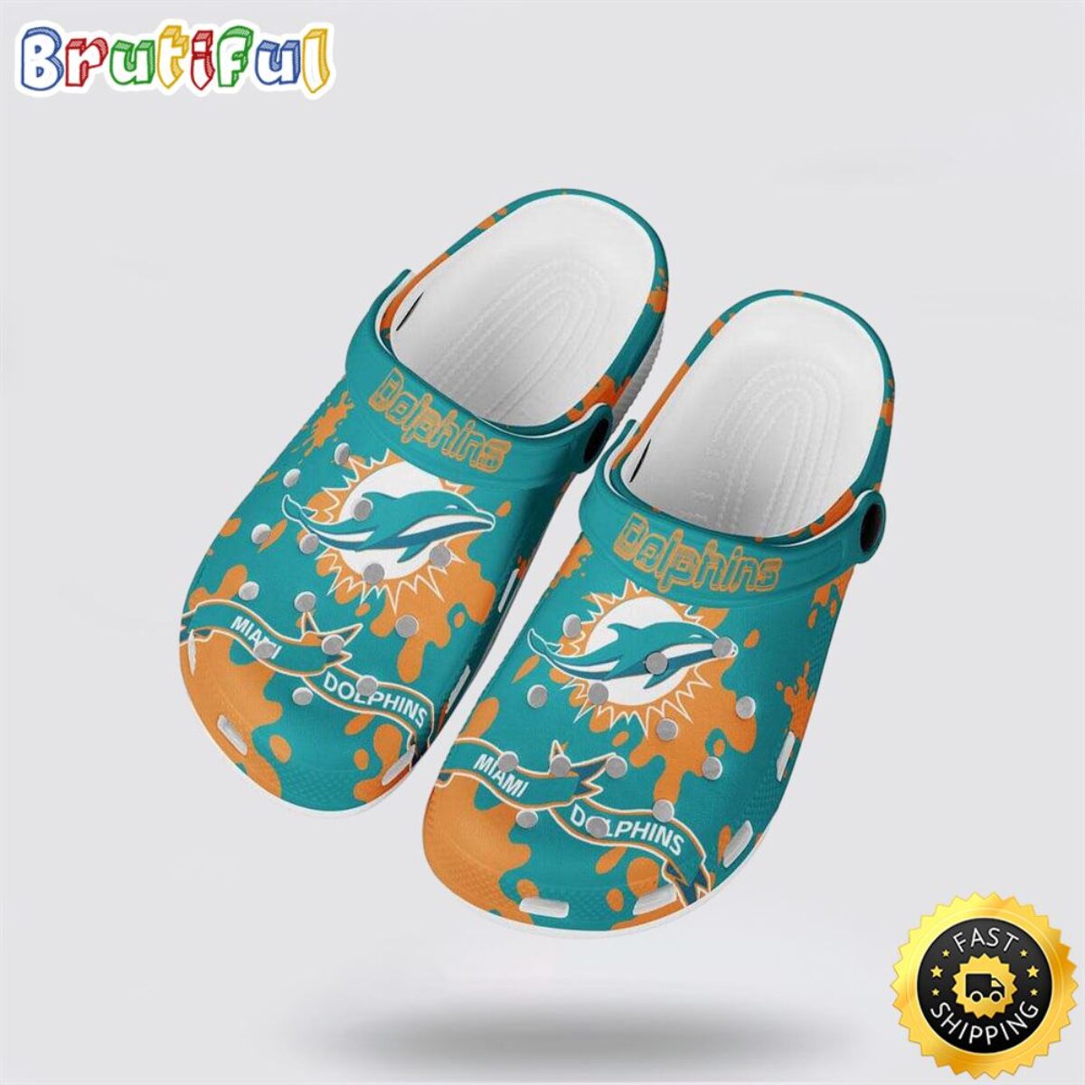 Foco Miami Dolphins Men\'s Clog Size XL 13-14 #809 Miami Dolphins Mens Colorblock Water Shoe FOCO main image 2