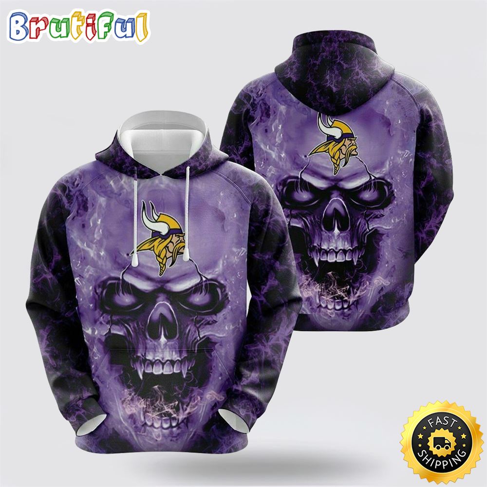 NFL Minnesota Vikings 3D Hoodie All Over Print Shirts Skull Elevate Your Game Day Look qjgkyn