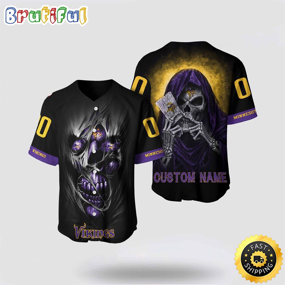 NFL Minnesota Vikings Baseball Jersey 3D Personalized Skull Stay Cozy And Stylish wy8gkx