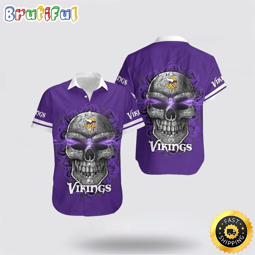 NFL Minnesota Vikings Hawaiian Shirts Skull Halloween Embrace Game Day Island Style 1 ak3onf