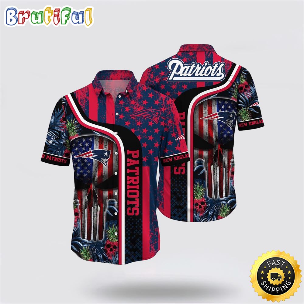 NFL New England Patriots Hawaiian Shirts Skull Halloween Celebrate Football Season With Aloha Spirit 1 jt4wah