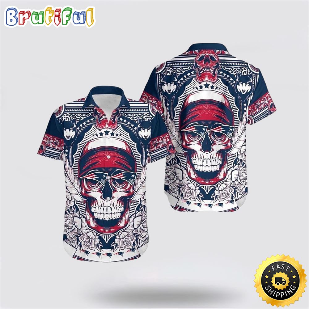 NFL New England Patriots Hawaiian Shirts Skull Halloween Show Off Your Team Spirit In Tropical Fashion 1 panxn2