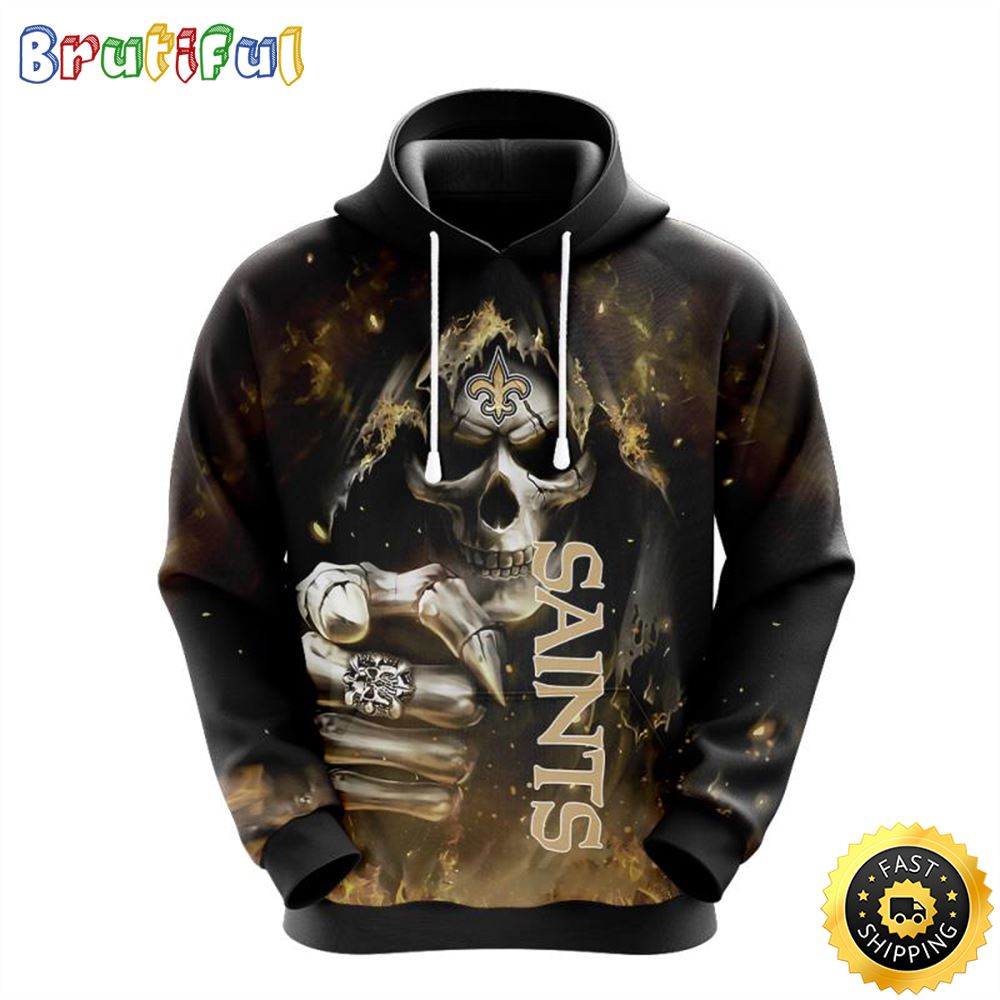 NFL New Orleans Saints 3D Hoodie All Over Print Skull Show Your Team Spirit sdbgkw