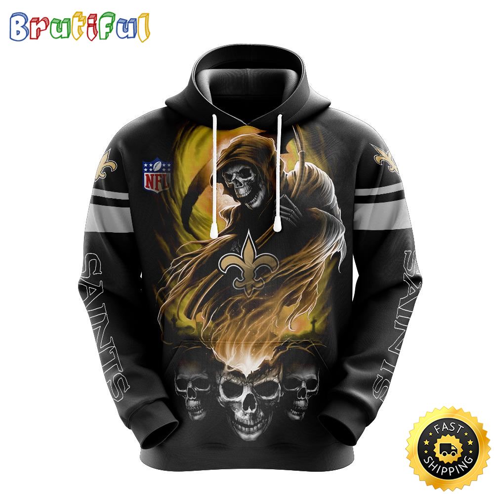 NFL New Orleans Saints 3D Hoodie All Over Print Skull Ultimate Fan Gear mf9m2c