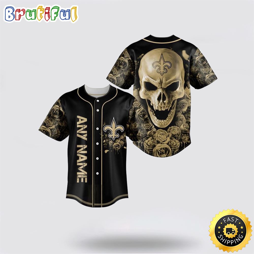 NFL New Orleans Saints Baseball Jersey 3D Personalized Skull Top Quality Fan Apparel rleska