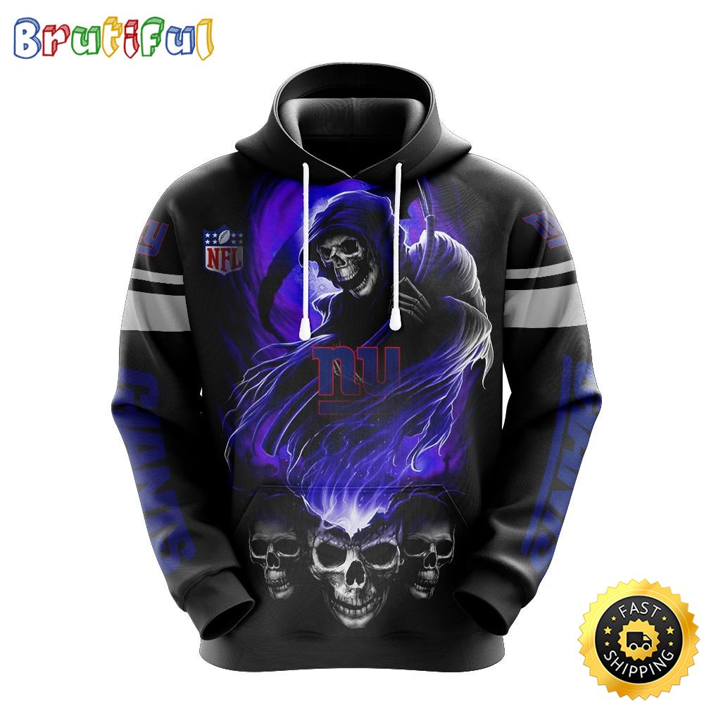 NFL New York Giants 3D Hoodie All Over Print Skull Fashionable Game Time Attire zcalsk