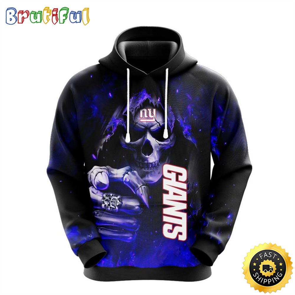 NFL New York Giants 3D Hoodie All Over Print Skull Show Your Team Spirit lbuloz