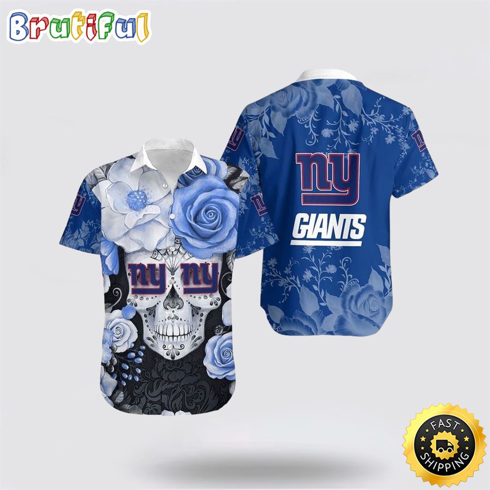 NFL New York Giants Hawaiian Shirts Skull Halloween Show Off Your Team Spirit In Tropical Fashion 1 sxroau