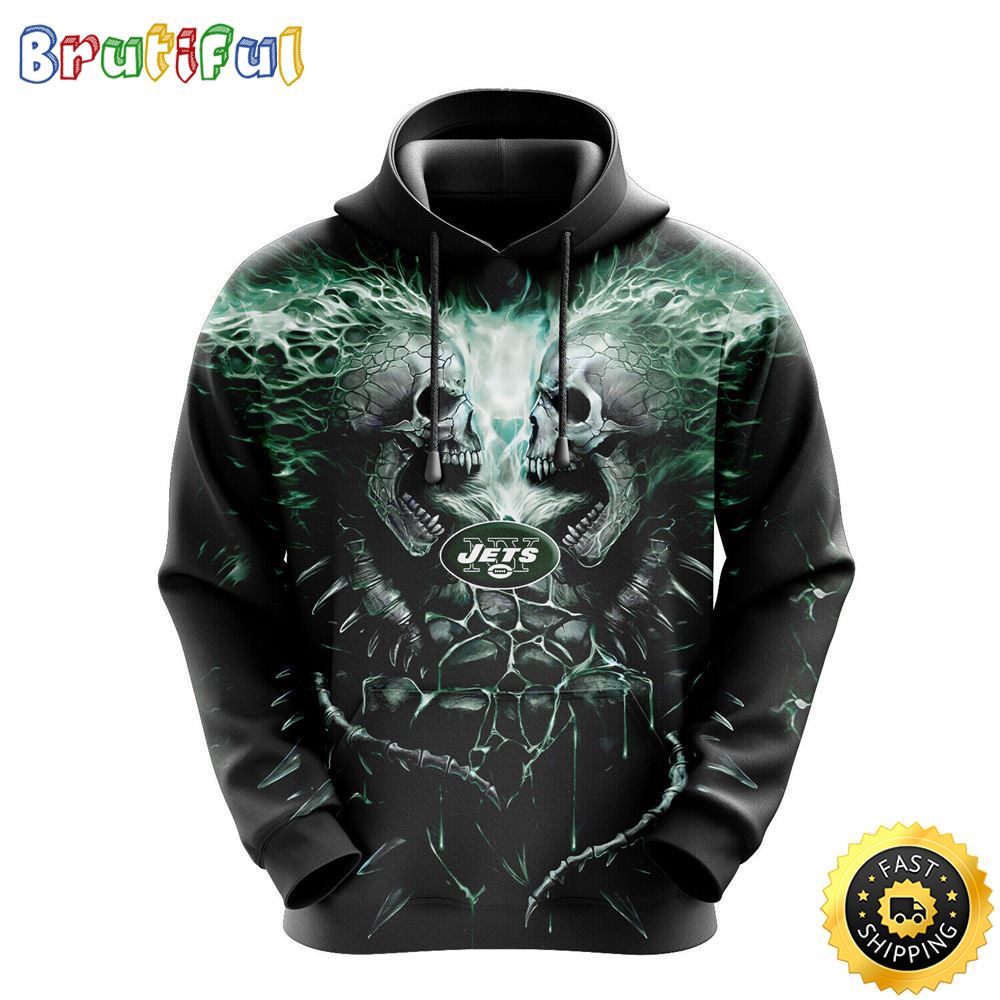 NFL New York Jets 3D Hoodie All Over Print Skull Game Day Essential prikwf