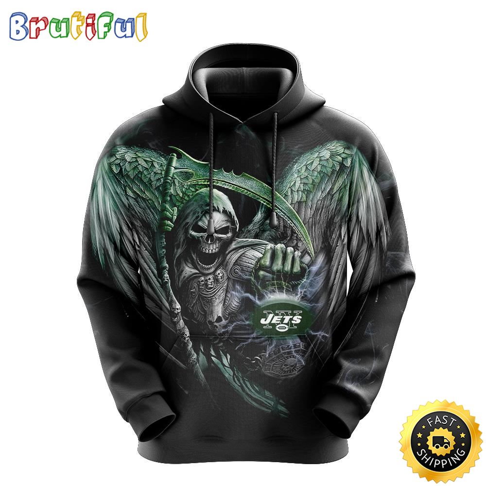 NFL New York Jets 3D Hoodie All Over Print Skull Stand Out In The Crowd iedeid