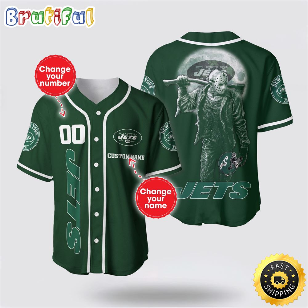 NFL New York Jets Baseball Jersey 3D Personalized Skull Score Big With Team Spirit pmfdjx