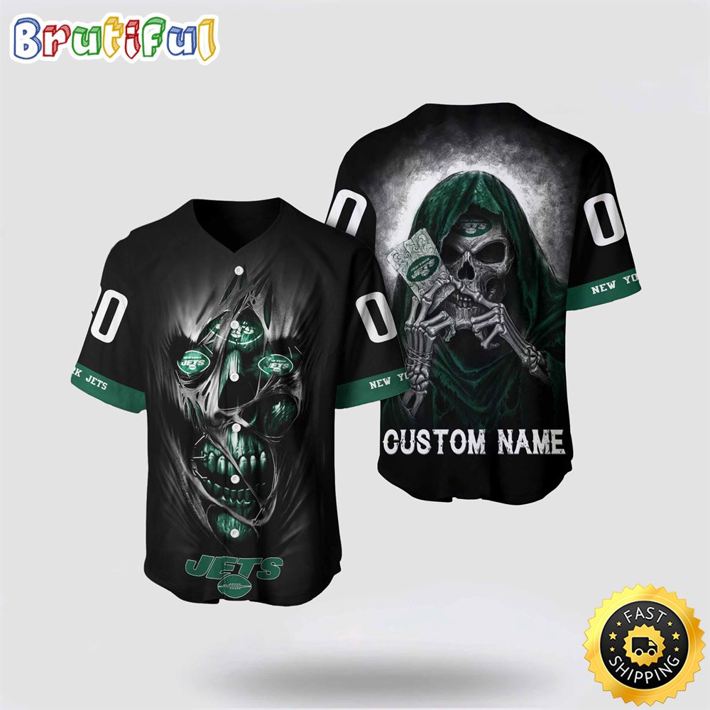 NFL New York Jets Baseball Jersey 3D Personalized Skull Stay Cozy And Stylish bbfjri