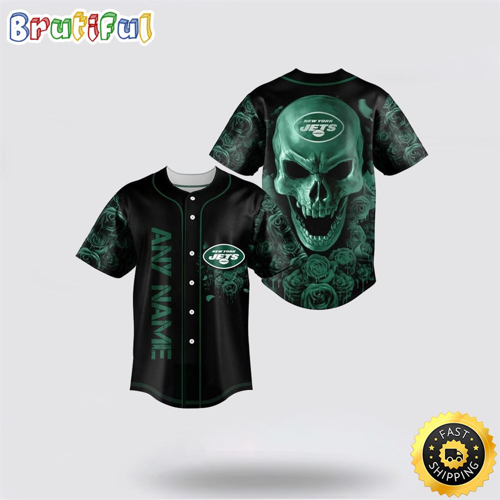 NFL New York Jets Baseball Jersey 3D Personalized Skull Top Quality Fan Apparel qu0vse