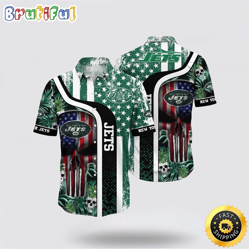 NFL New York Jets Hawaiian Shirts Skull Halloween Embrace Game Day Island Style 1 iebfaz