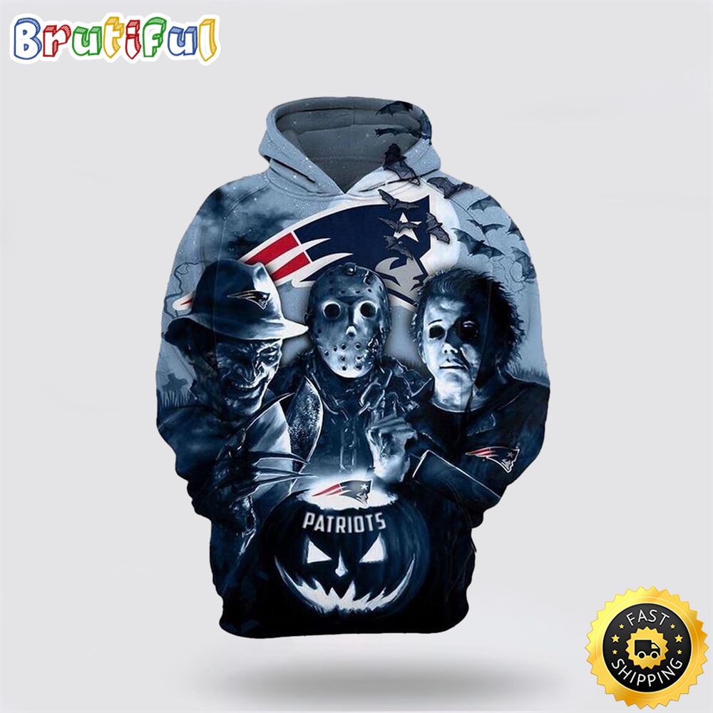 NFL Patriots New England All Over Print 3D Hoodie Horror Gift For Football Fans 1 aqqgus
