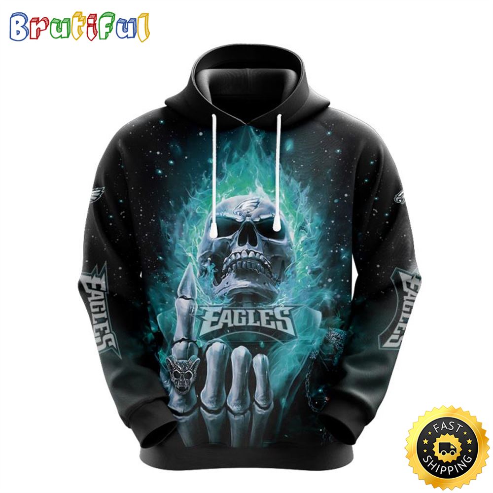NFL Philadelphia Eagles 3D Hoodie All Over Print Skull Stand Out In The Crowd ij1zex