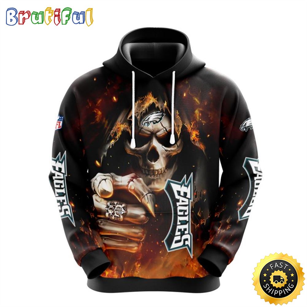 NFL Philadelphia Eagles 3D Hoodie All Over Print Skull Ultimate Fan Gear ipntfg