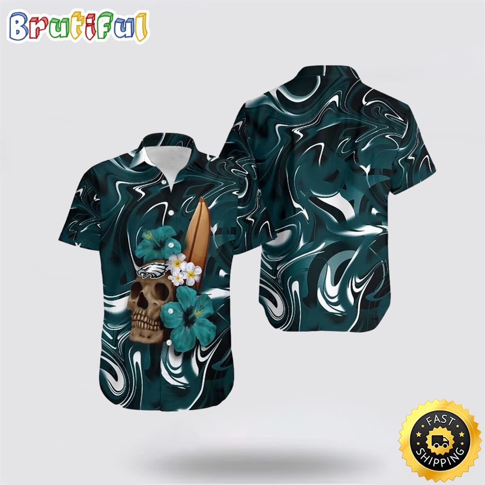 NFL Philadelphia Eagles Hawaiian Shirts Skull Halloween Celebrate Football Season With Aloha Spirit 1 ohin23