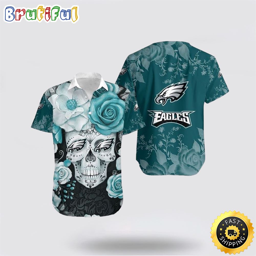 NFL Philadelphia Eagles Hawaiian Shirts Skull Halloween Tropical Vibes Meet Football Fandom 1 p73efm