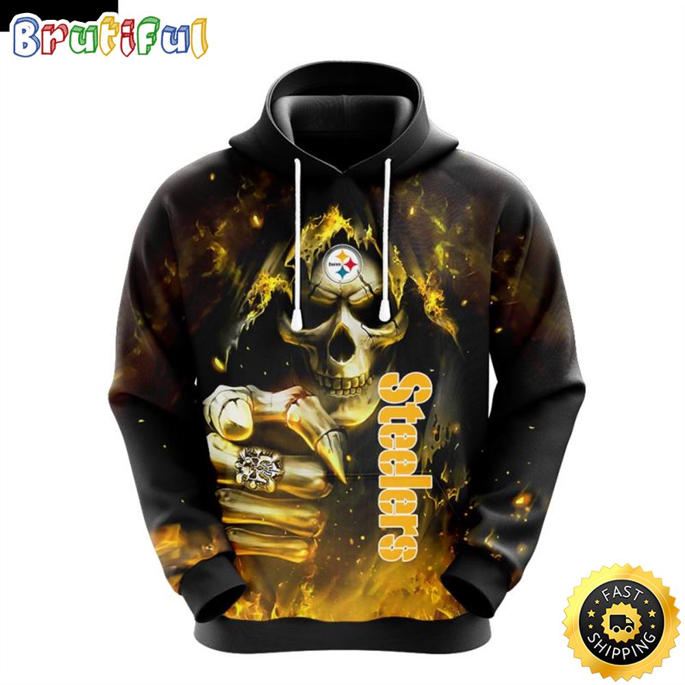 NFL Pittsburgh Steelers 3D Hoodie All Over Print Skull Show Your Team Spirit wocrer