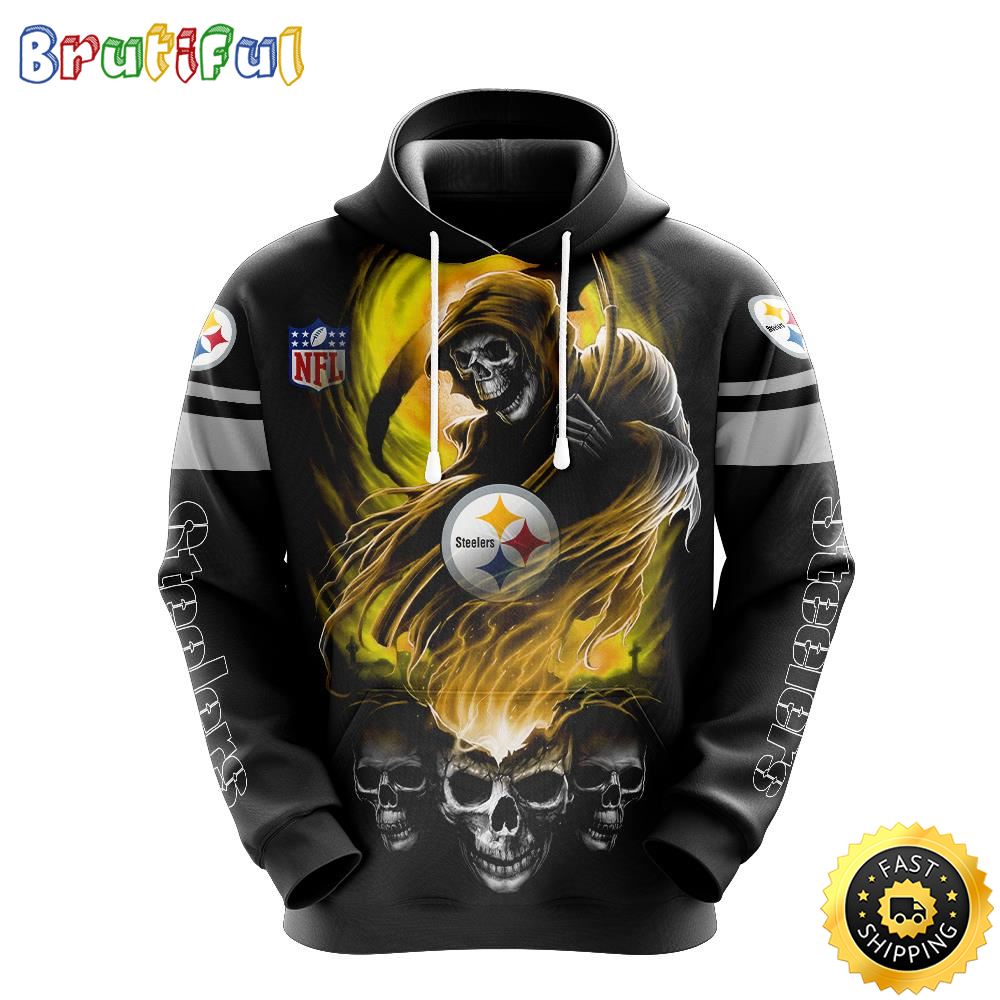 NFL Pittsburgh Steelers 3D Hoodie All Over Print Skull Stand Out In The Crowd cotfiw