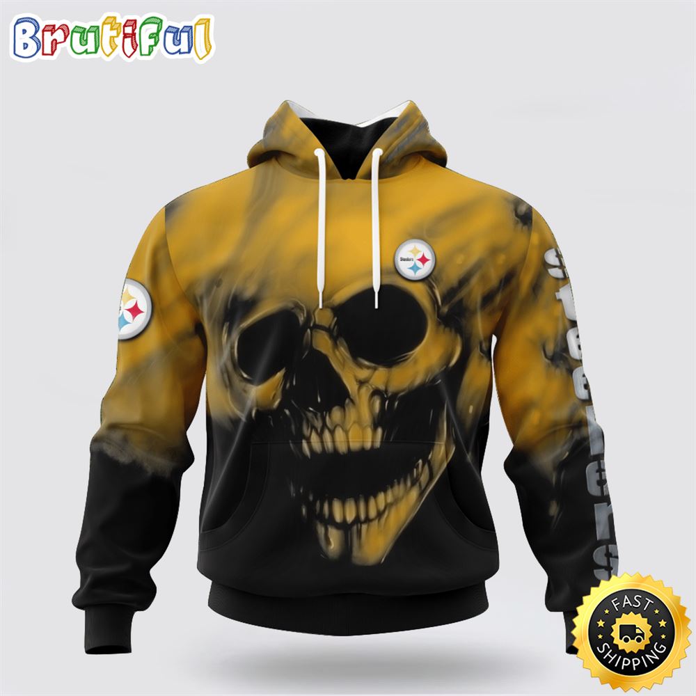 NFL Pittsburgh Steelers 3D Hoodie Printed Halloween Skull Custom Name And Number Ultimate Fan Apparel 1 mgkeig