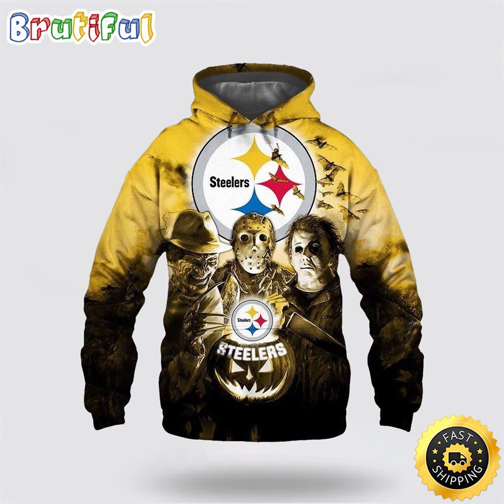 NFL Pittsburgh Steelers All Over Print 3D Hoodie Halloween Horror Night Gift For Football Fans 1 ooolno