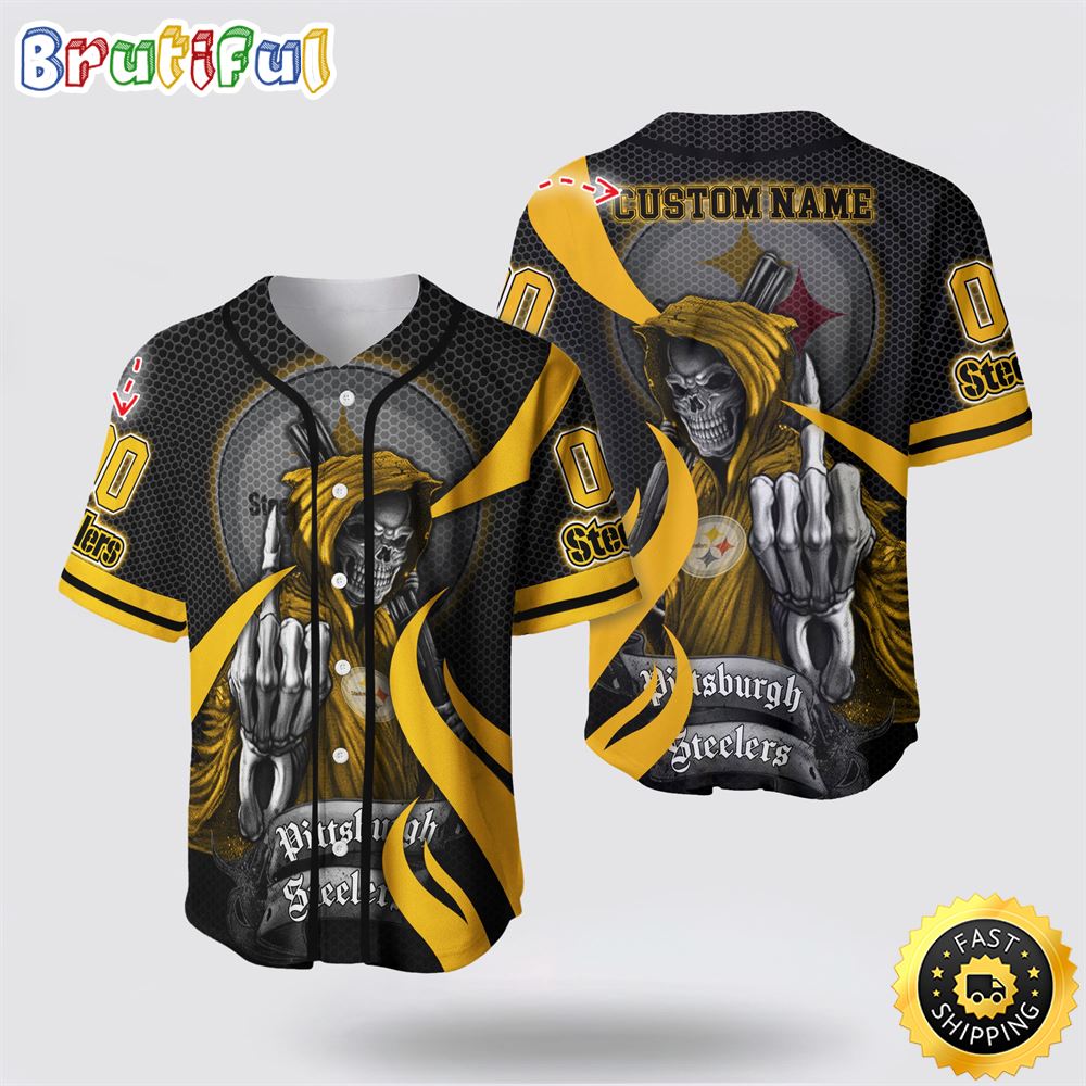 NFL Pittsburgh Steelers Baseball Jersey 3D Personalized Skull Gear Up For Game Day shhdkc