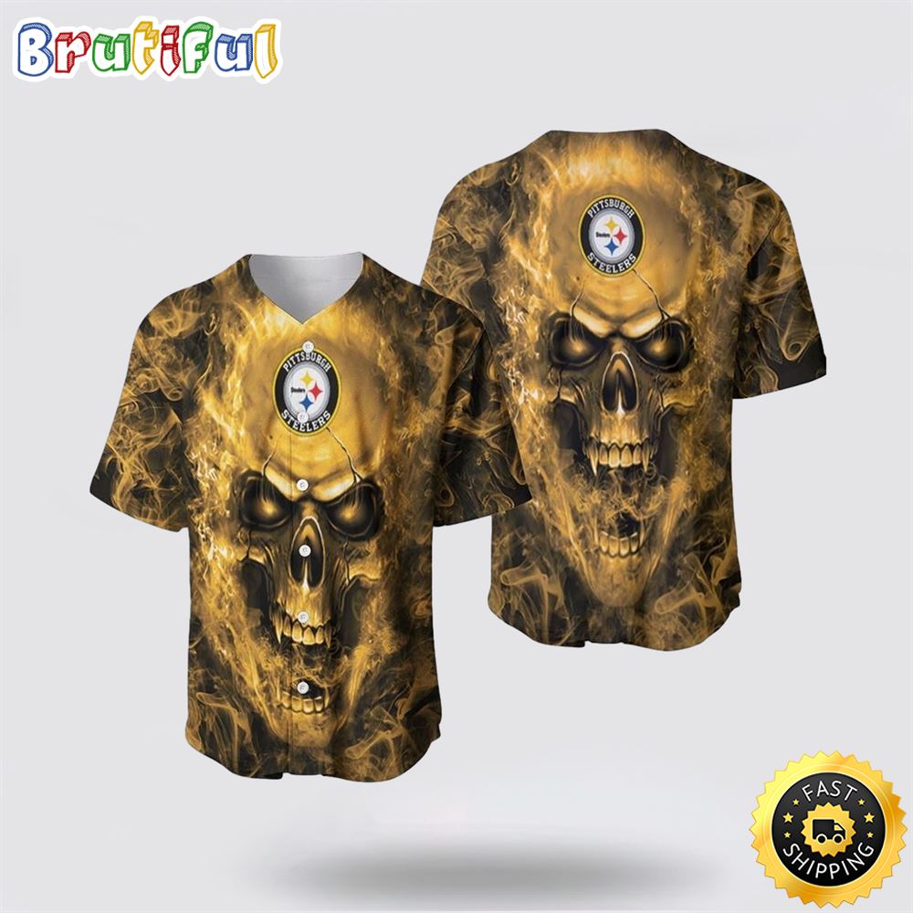 NFL Pittsburgh Steelers Baseball Jersey Skull Unleash Your Team Spirit With Trendy Designs 1 nyostc