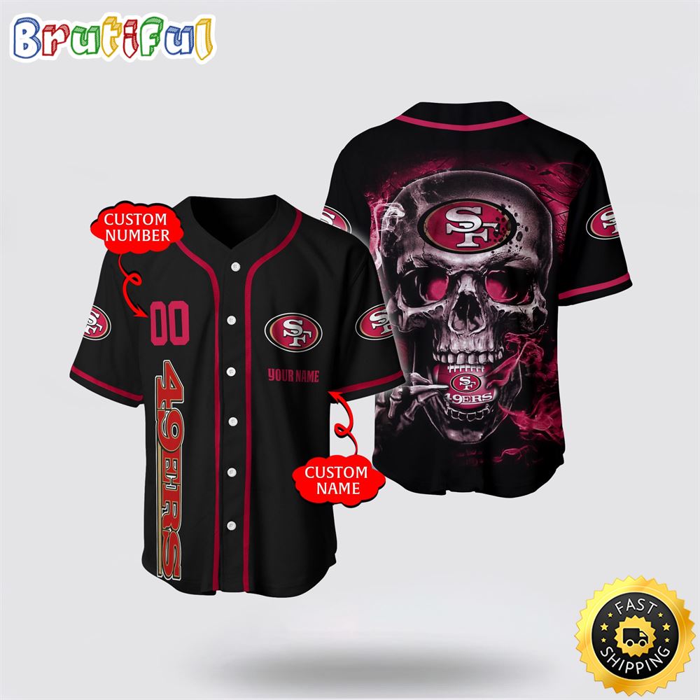 NFL San Francisco 49ers Baseball Jersey 3D Personalized Skull Embrace Fashion And Team Spirit kala6t