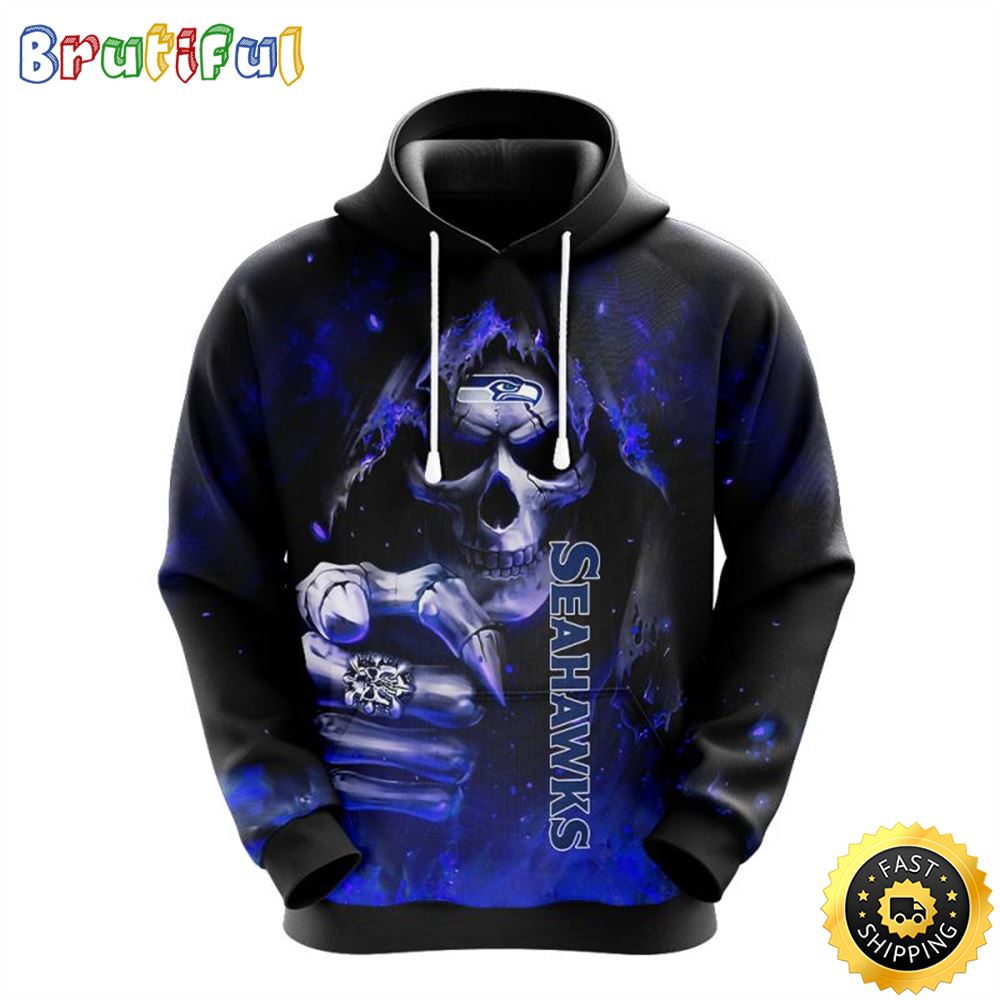 NFL Seattle Seahawks 3D Hoodie All Over Print Skull Elevate Your Game aszfgz