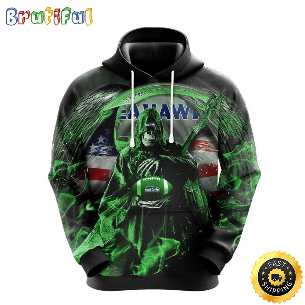 NFL Seattle Seahawks 3D Hoodie All Over Print Skull Show Your Team Spirit snuu43