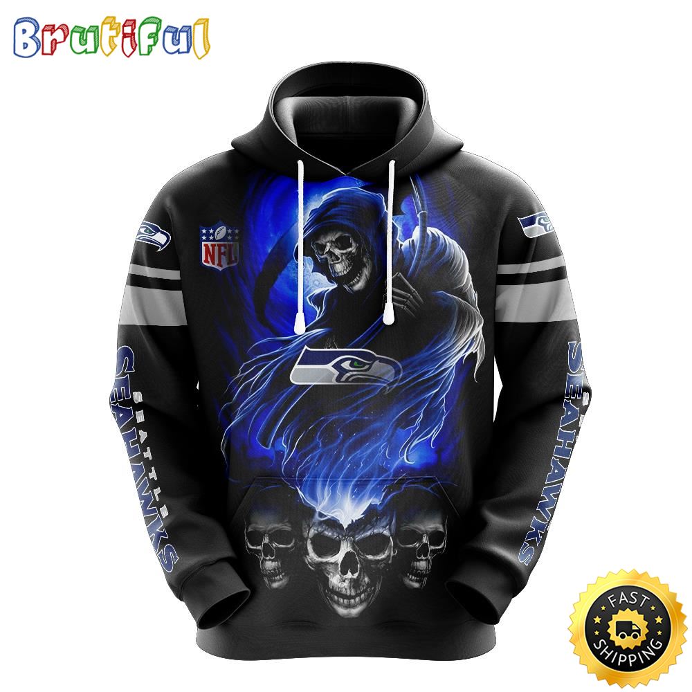 NFL Seattle Seahawks 3D Hoodie All Over Print Skull Stay Cozy and Stylish bpgsa4