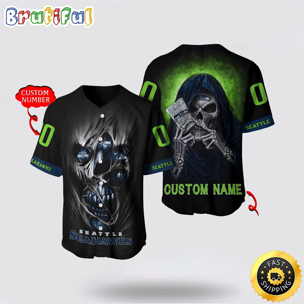 NFL Seattle Seahawks Baseball Jersey 3D Personalized Skull Stay Cozy And Stylish fhtxiv