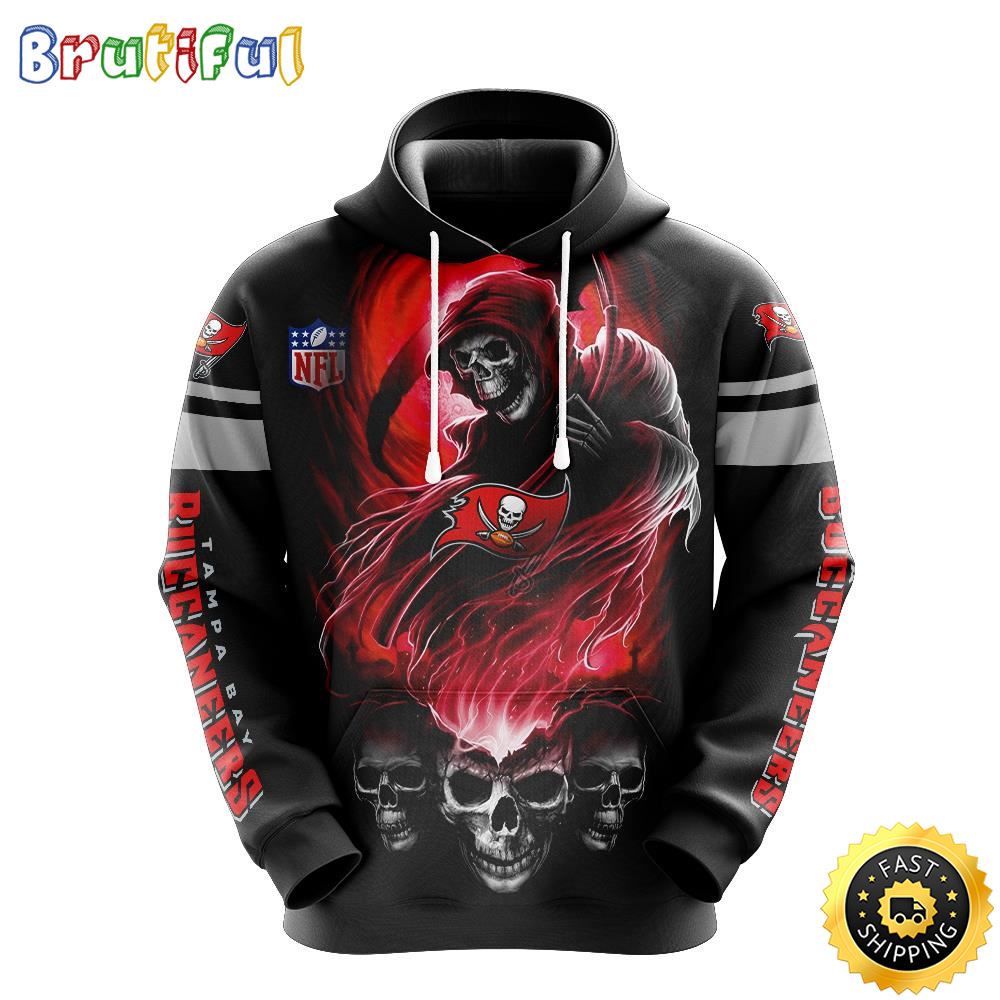 NFL Tampa Bay Buccaneers 3D Hoodie All Over Print Skull Show Your Team Spirit mk29fy
