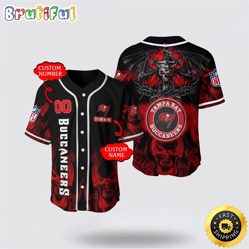 NFL Tampa Bay Buccaneers Baseball Jersey 3D Personalized Skull Customization Options Available fdjyis