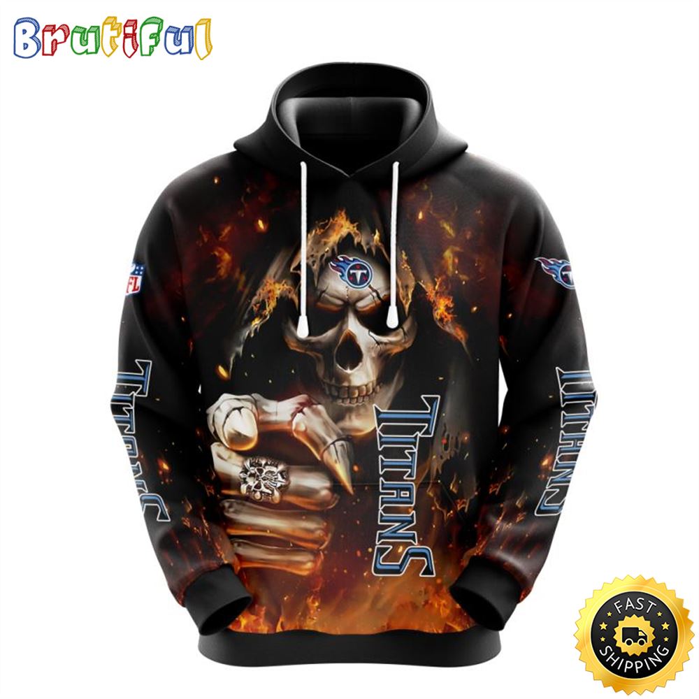 NFL Tennessee Titans 3D Hoodie All Over Print Skull Fashionable Game Time Attire dk8uc3
