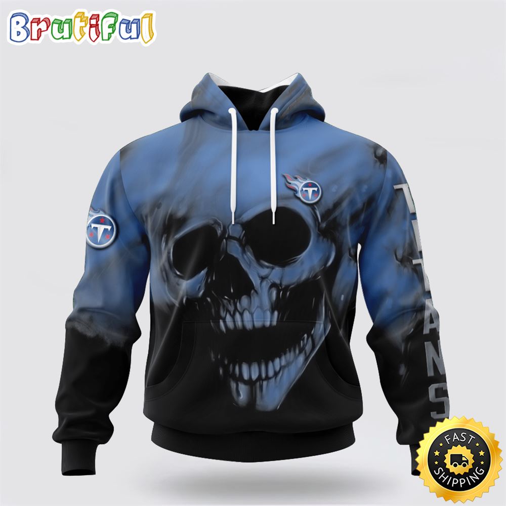 NFL Tennessee Titans 3D Hoodie Printed Halloween Skull Custom Name And Number Ultimate Fan Apparel 1 y7wt90