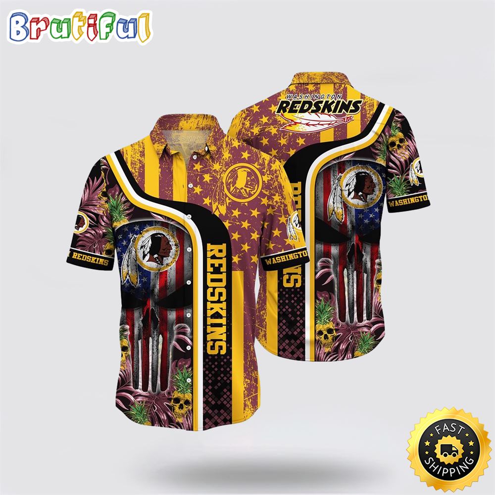 NFL Washington Commanders Hawaiian Shirts Skull Halloween Show Off Your Team Spirit In Tropical Fashion 1 hzlnjf
