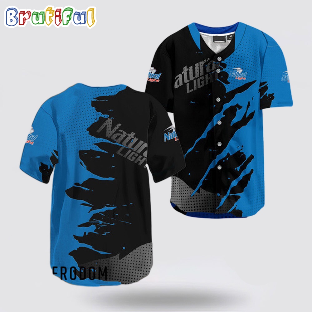 Natural Light Beer Metal Crack Pattern Baseball Jersey sjzsyu