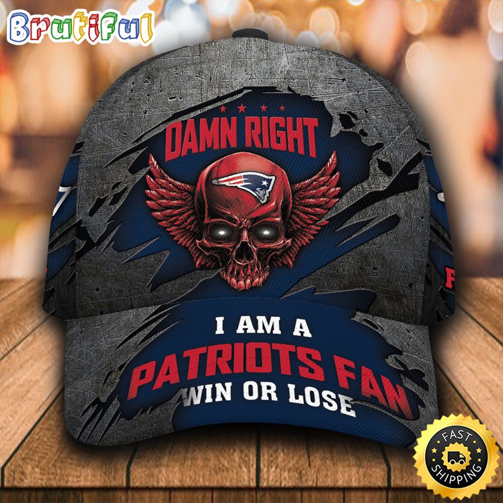 New England Patriots Skull Damn Right All Over Print 3D Classic Cap bo7ibi
